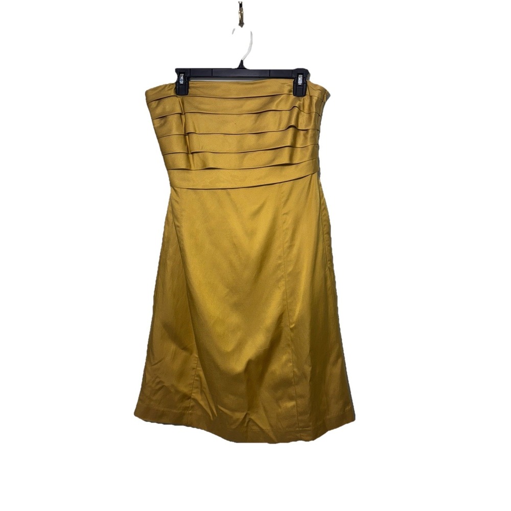 Merona Collection Strapless Dress Size 10 Mustard Yellow Pleated Bodice